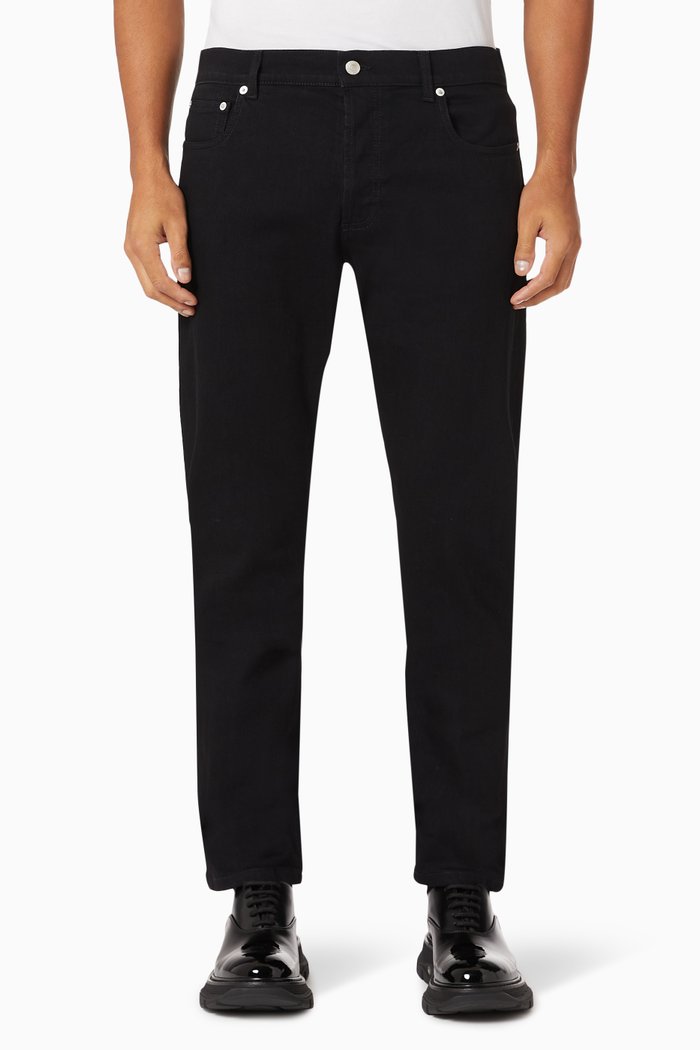 

McQueen Graffiti Jeans in Denim, Black