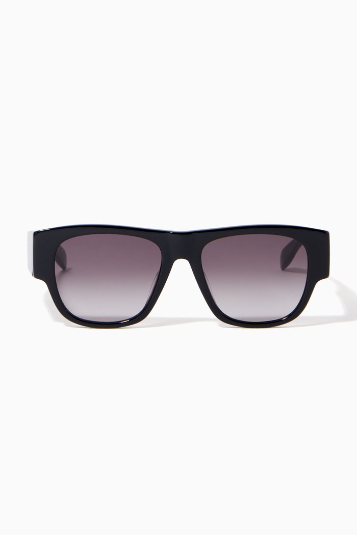 

McQueen Graffiti Square Sunglasses, White
