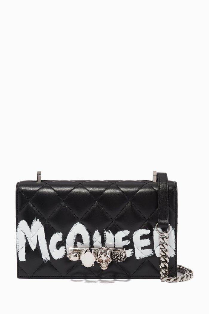 Jewelled Satchel in Nappa Leather, White