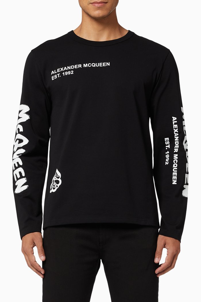 

Typographic Skull T-shirt in Japanese Jersey, Black