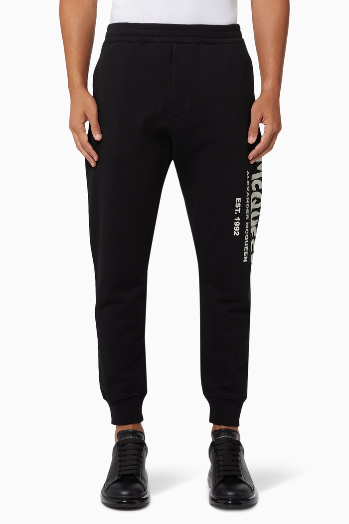 

McQueen Graffiti Joggers in Organic Jersey, Black