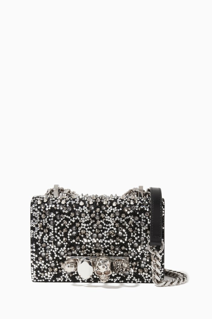 

Studded Mini Jewelled Satchel in Nappa Leather, Black