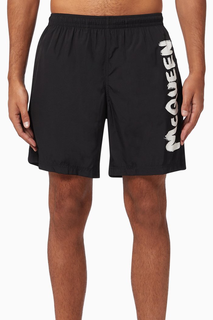 

McQueen Graffiti Swim Shorts, White