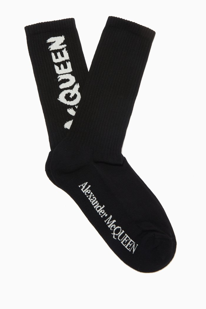 

McQueen Graffiti Socks in Cotton Blend, White