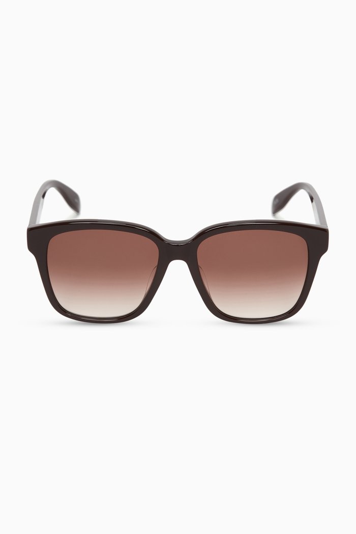 

McQueen Graffiti Square Sunglasses, Red