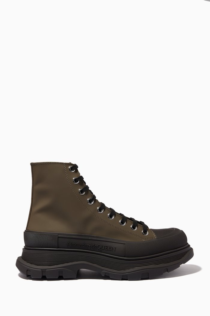 

Tread Slick Boots in Rubberised Leather, Green