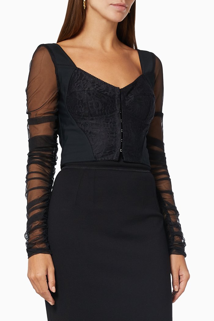 

90s' Bustier in Satin & Lace, Black