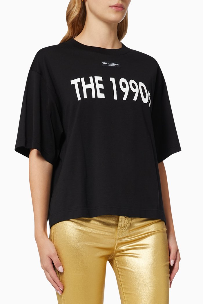 "The 1990s" Oversized T-shirt in Cotton Jersey, Black