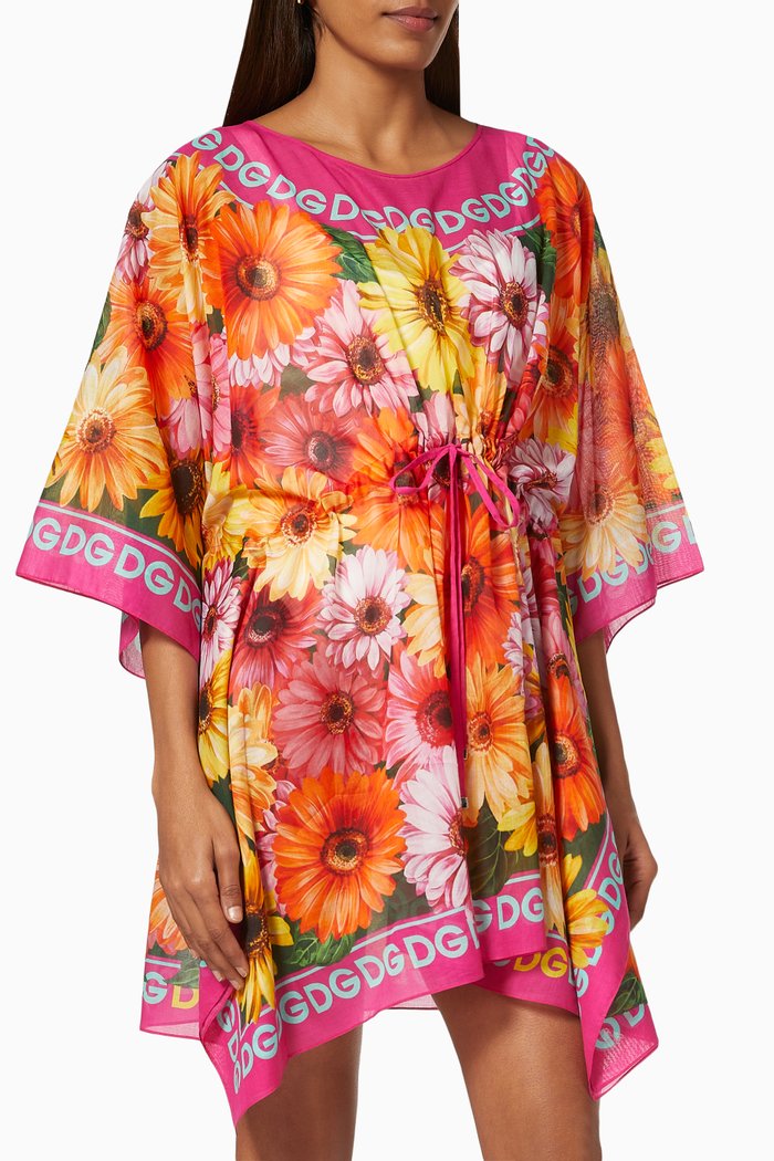

Gerbera-daisy Kaftan in Cotton Silk Batiste, Multicolour