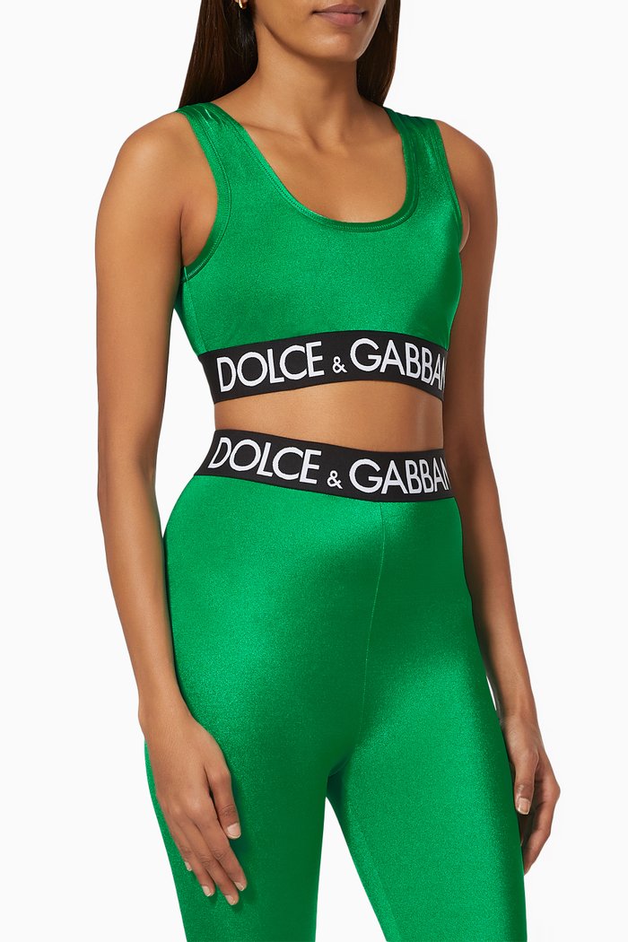 Top with Branded Elastic in Nylon, Green