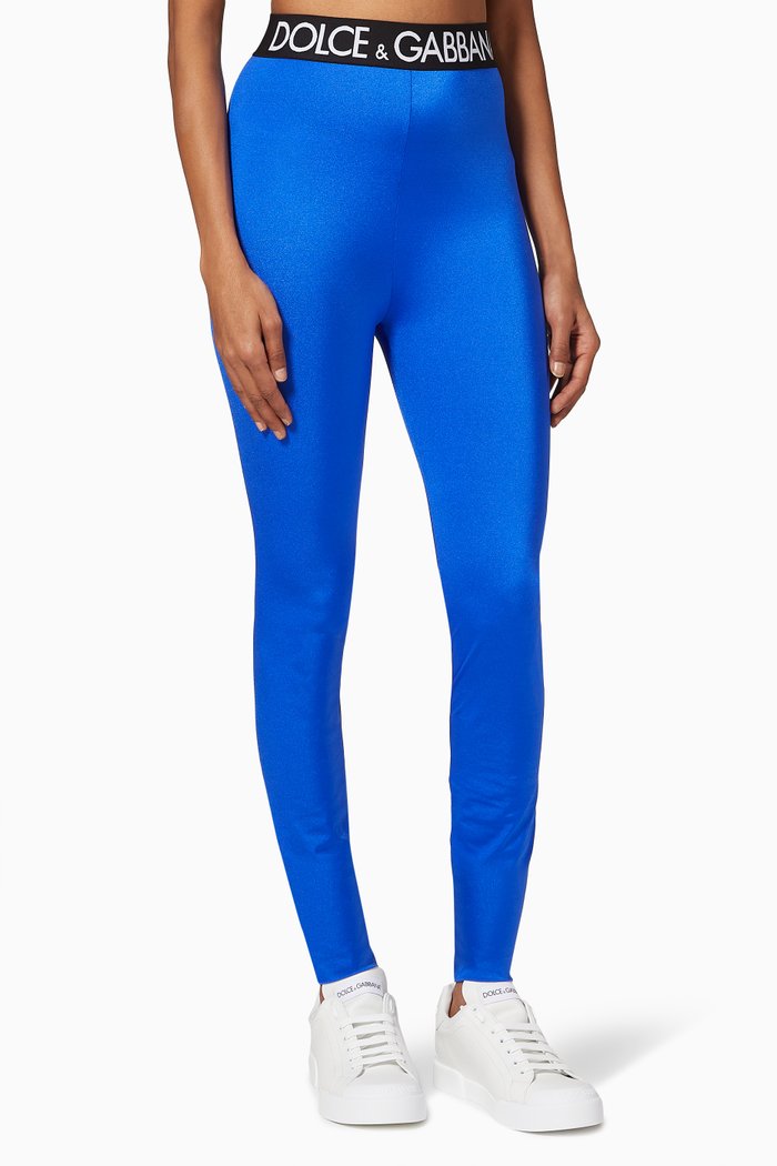 

Leggings with Branded Elastic in Nylon, Blue