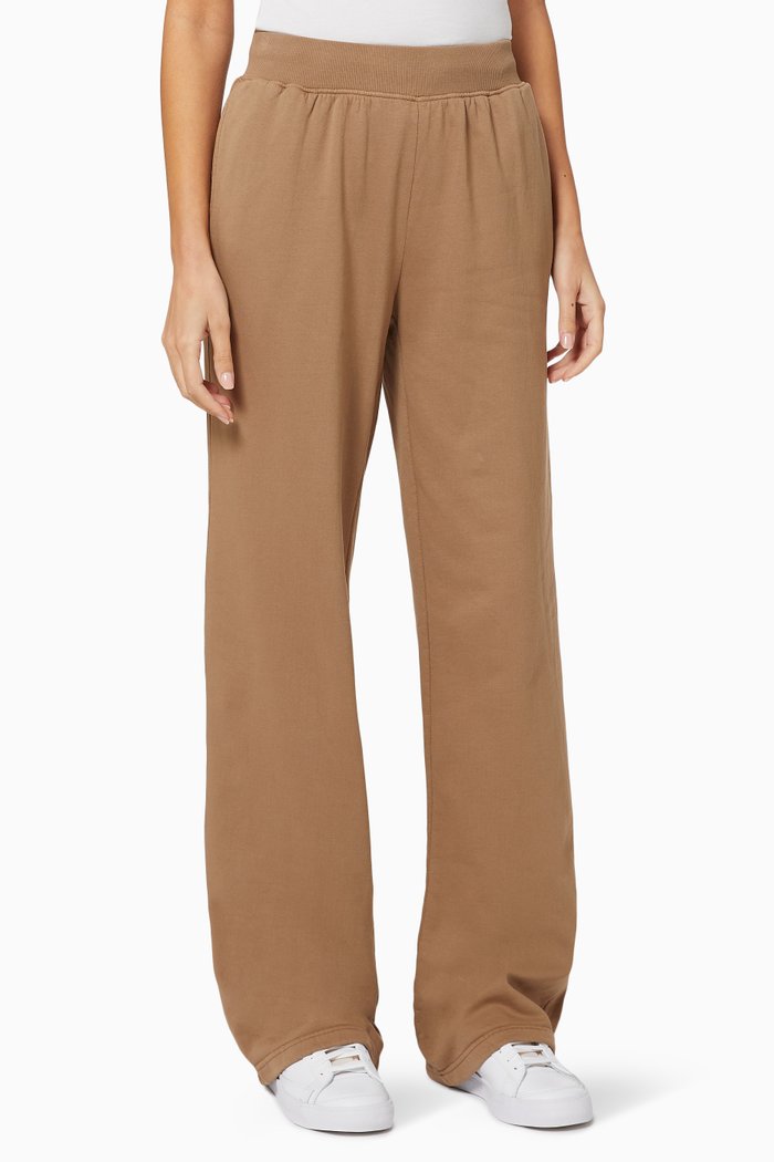 

Wide Leg Sweatpants in Cotton, Brown
