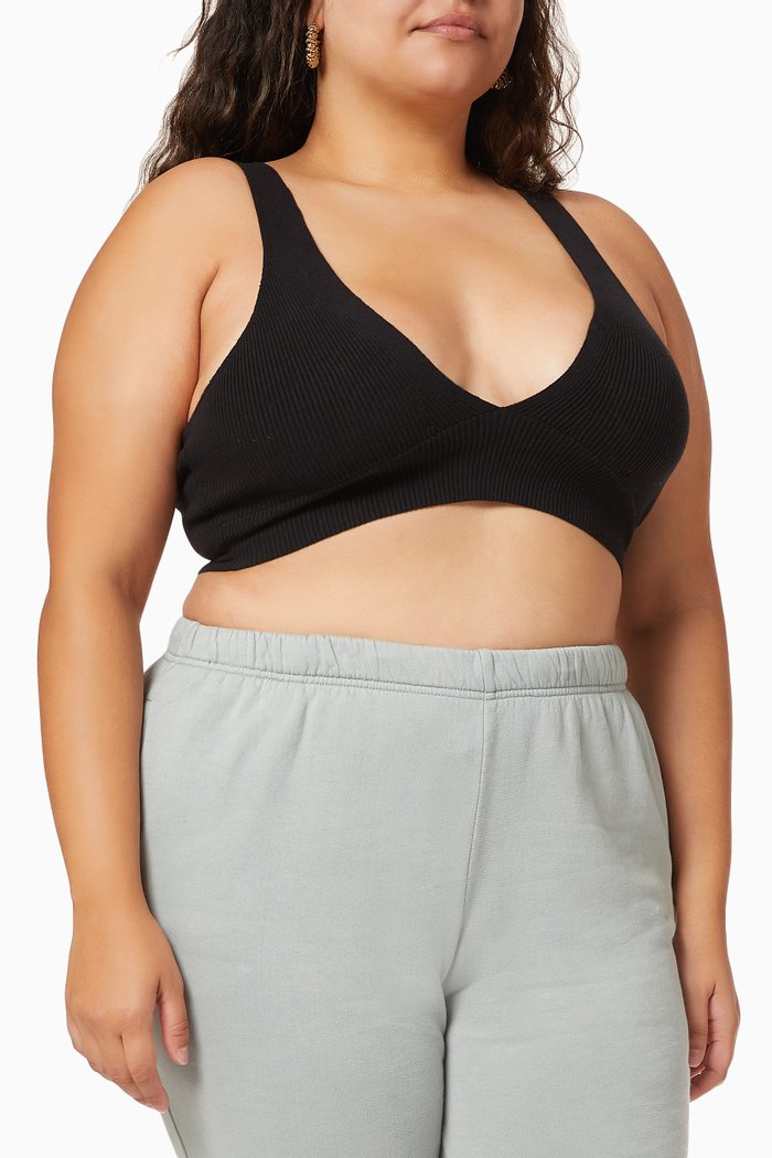 

Darted Bust Sweater Bralet, Black