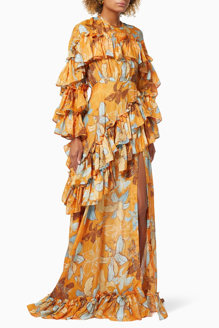 

Dalila Dress in Cotton and Linen, Orange