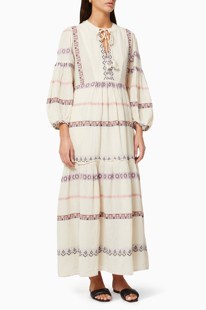 

Zakar Tiered Dress in Cotton, Neutral