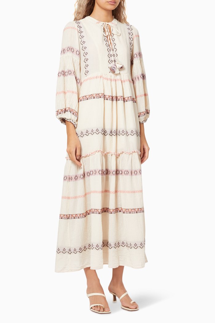 

Zakar Tiered Dress in Cotton, Purple