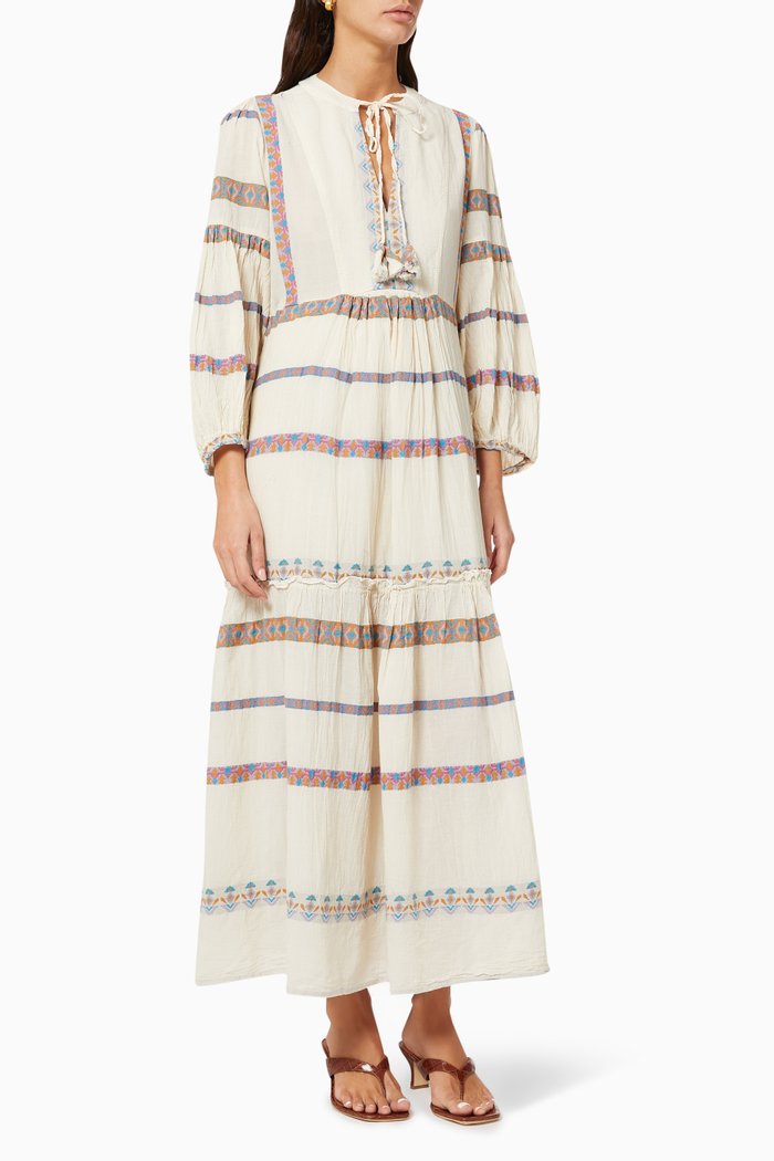 

Zakar Tiered Dress in Cotton, Multicolour