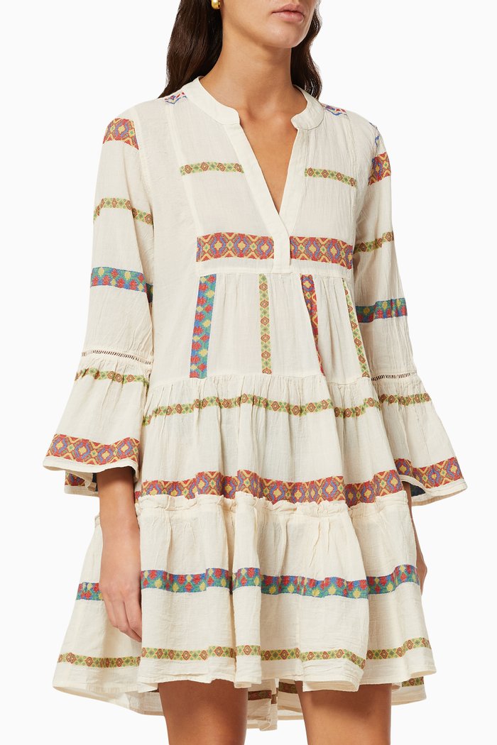 

Zakar Embroidered Dress in Cotton, Neutral