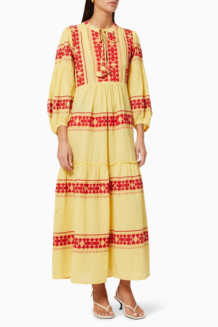 

Zakar Tiered Dress in Cotton, Yellow