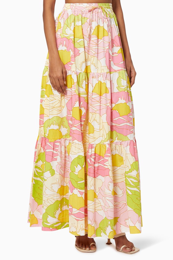 

Floral Maxi Skirt in Cotton, Multicolour