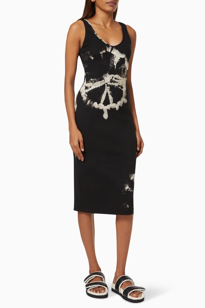 

Tie-dye Midi Dress in Rib-knit, Black