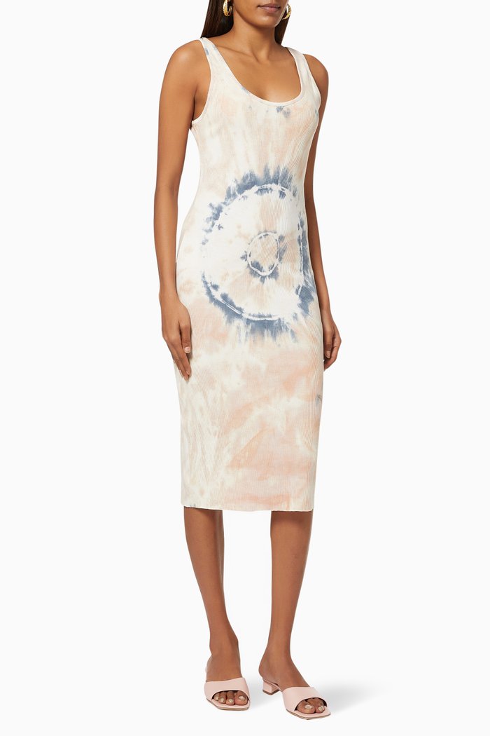 

Tie-dye Midi Dress in Rib-knit, Multicolour
