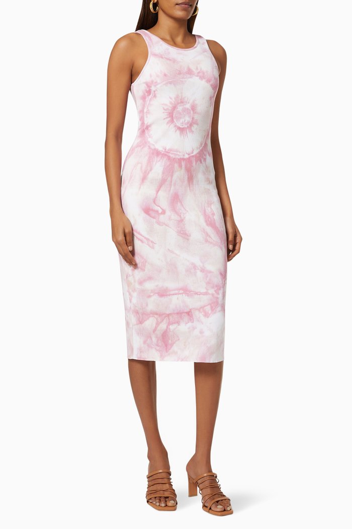 

Tie-dye Midi Dress in Rib-knit, Pink