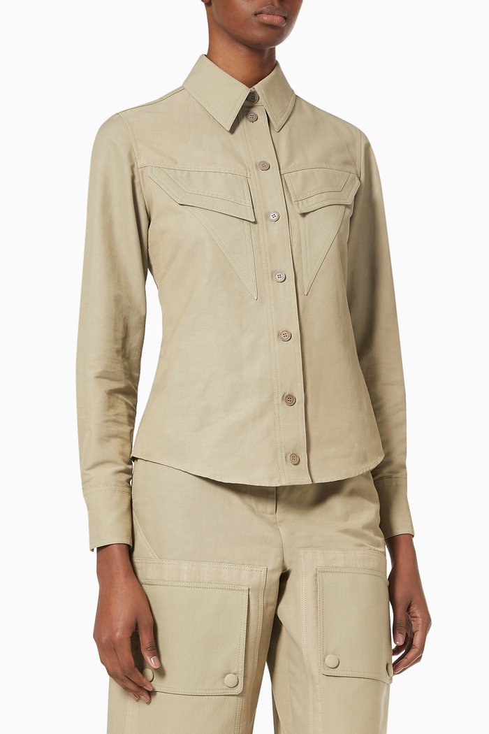 

Willa Shirt in Stretch Cotton & Linen, Brown