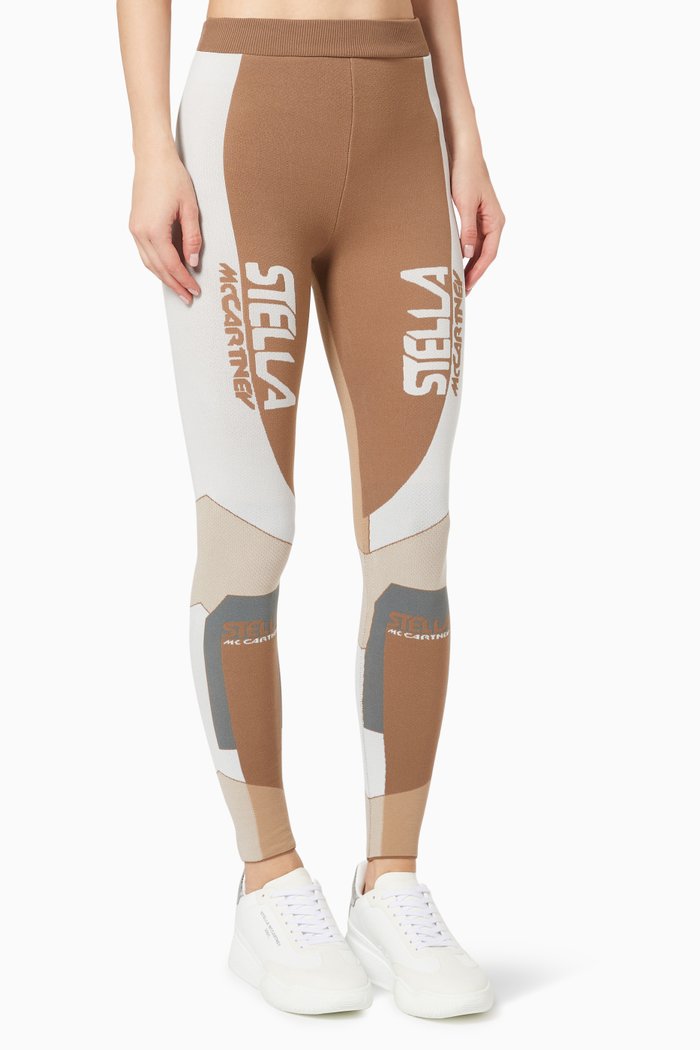 

Stella Sporty Logo Leggings in Stretch Knit, Neutral