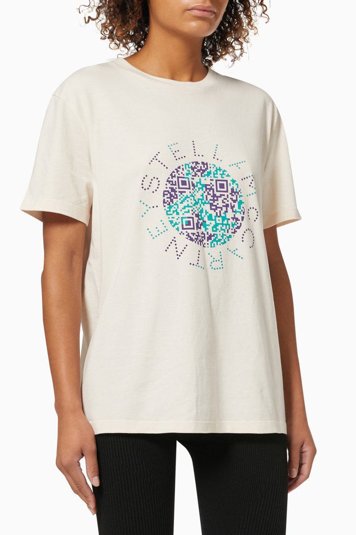 

Earth Logo Print T-shirt in Organic Cotton, White