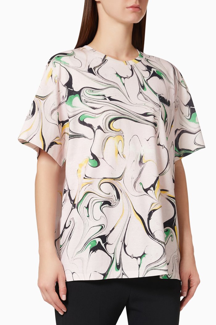 

Marble Print T-shirt in Organic Cotton, Multicolour