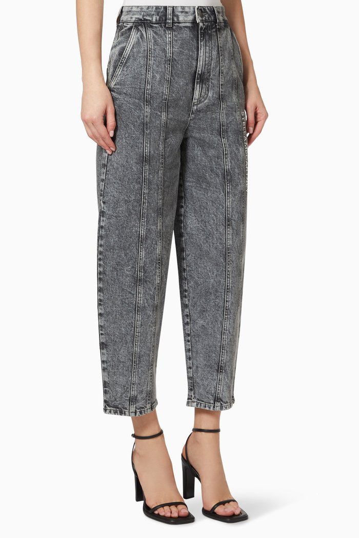 

Logo Embroidered Jeans in Organic Cotton Denim, Grey