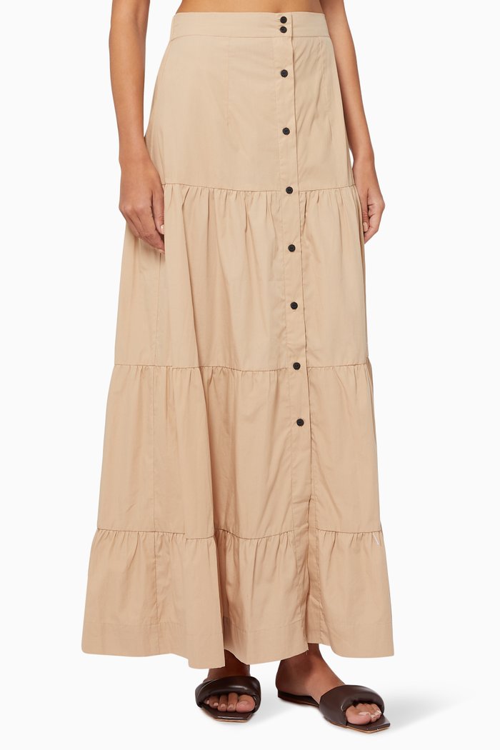 

Button-down Maxi Skirt in Cotton, Neutral