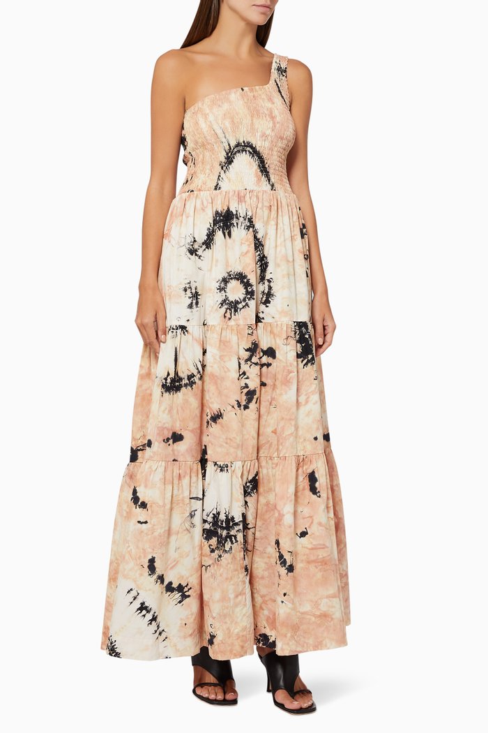 

Asymmetric Maxi Dress in Cotton, Multicolour