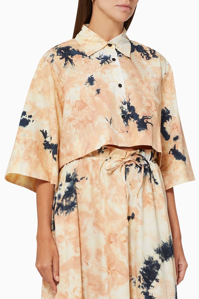 

Tie-dye Cropped Shirt in Sustainable Cotton, Multicolour