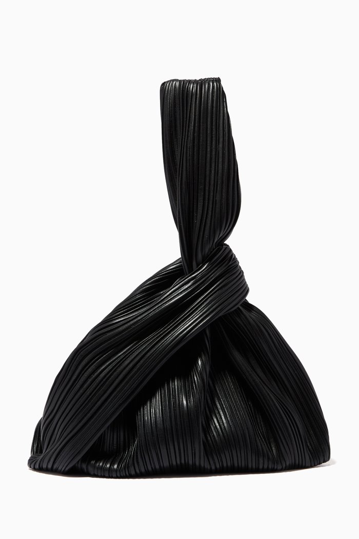 

Jen Pleated Tote Bag in Vegan Leather, Black