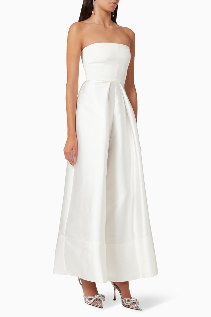 

The Alden Jumpsuit in Twill & Crepe, White
