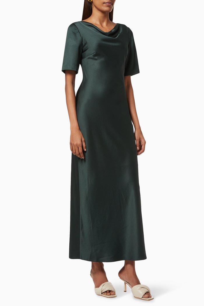 Billie Maxi Dress with Cutout, Green