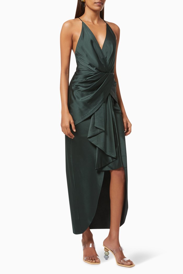 

Lily Drape Dress in Crepe, Green