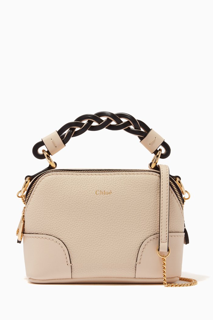 

Mini Daria Shoulder Bag in Grained & Shiny calfskin, Neutral