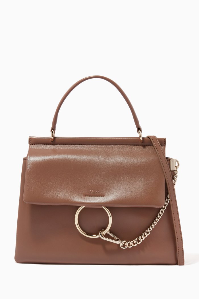 

Medium Faye Top Handle Bag in Lambskin, Neutral