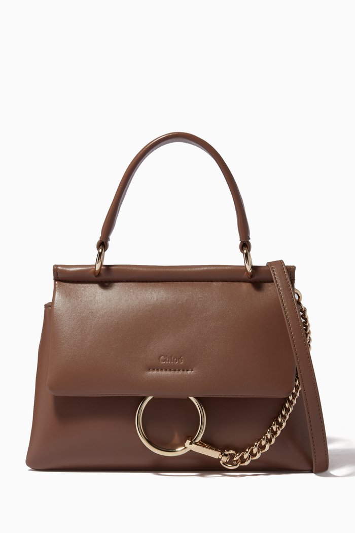 

Small Faye Top Handle Bag in Lambskin, Neutral