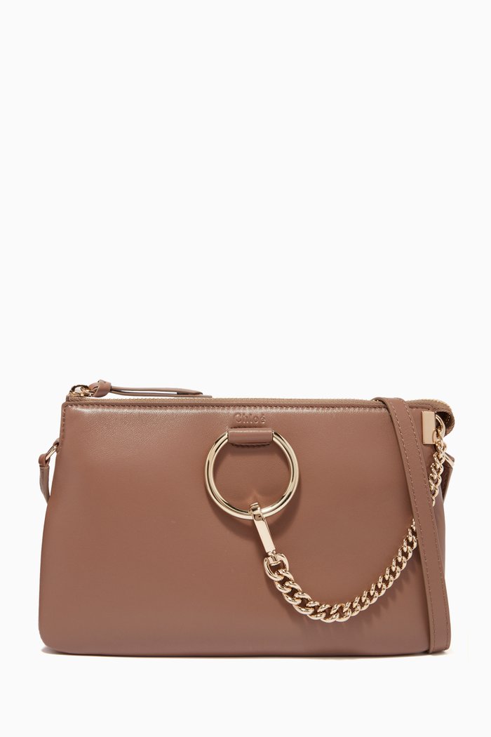 

Small Faye Soft Zippered Shoulder Bag in Supple Lambskin, Neutral