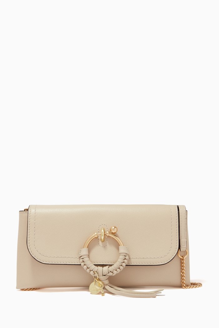 

Joan Evening Bag in Grained Calf Leather, Neutral