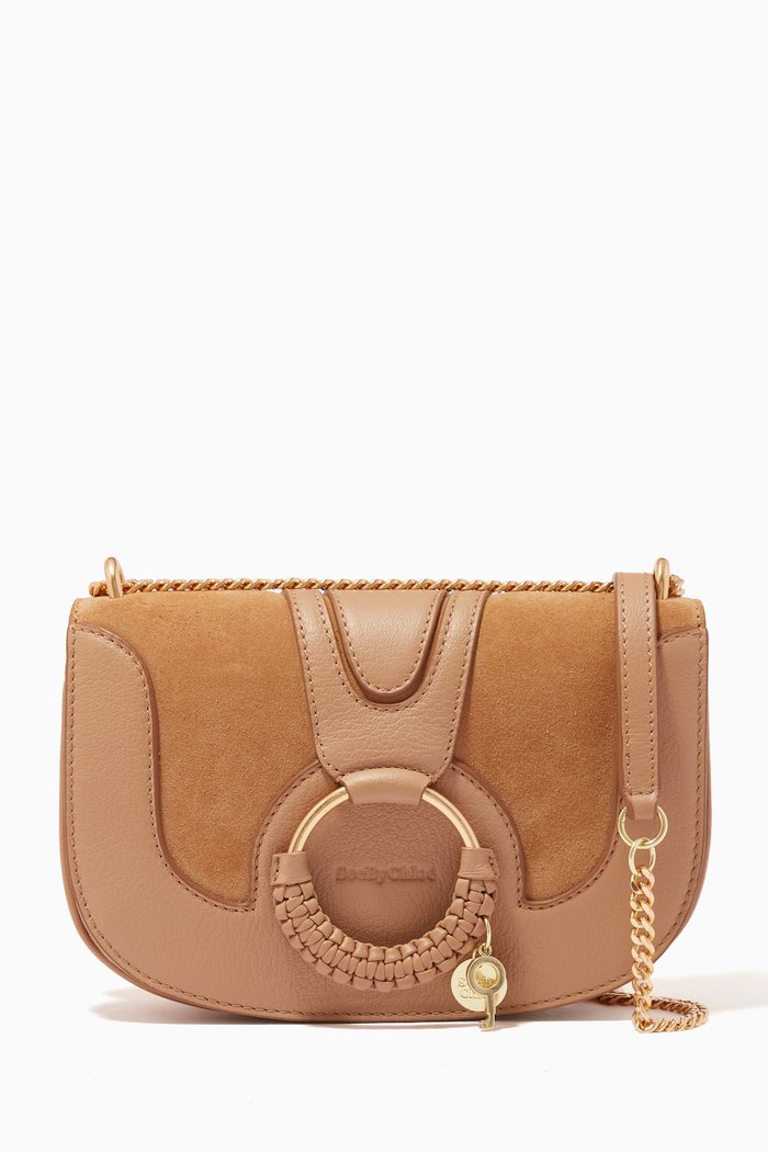 

Mini Hana Shoulder Bag in Suede & Cowhide, Brown
