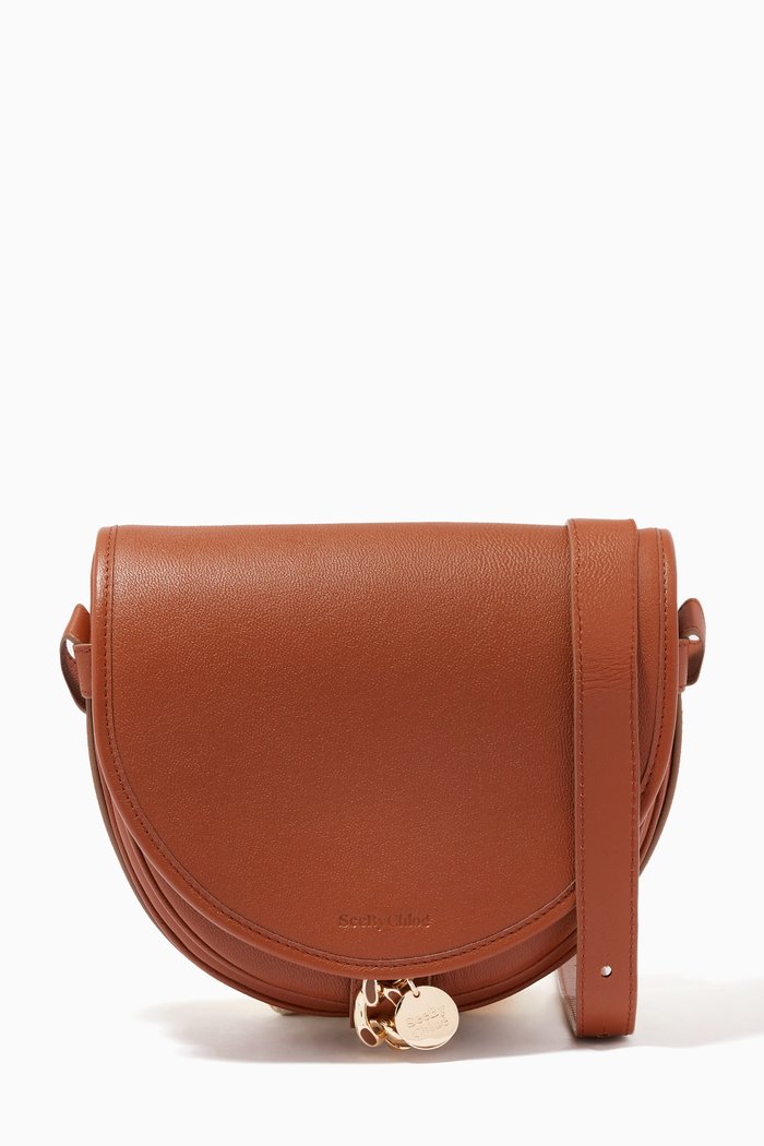 

Mara Saddle Bag in Suede & Grain Cowhide, Brown