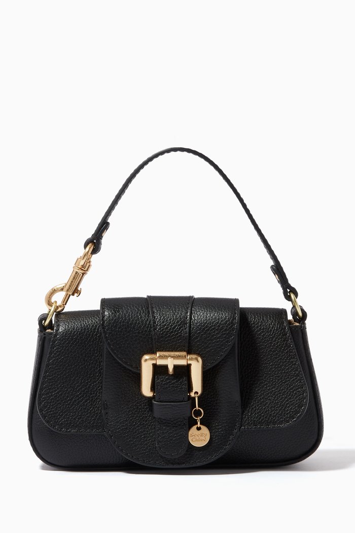 

Small Lesly Shoulder Bag in Leather, Black