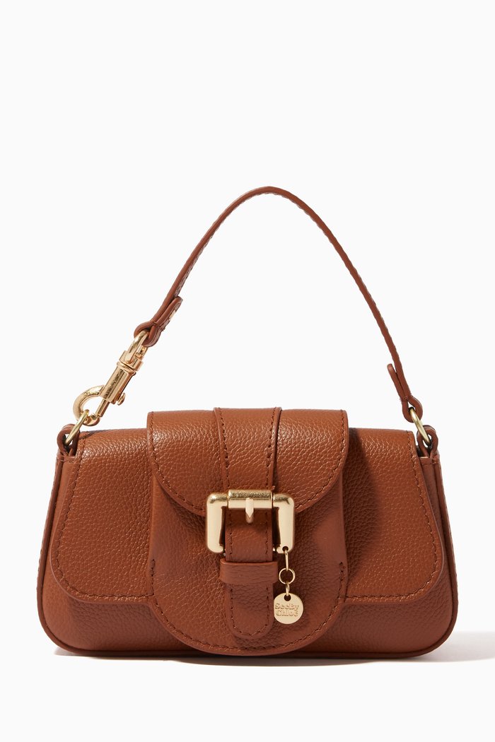 

Small Lesly Shoulder Bag in Leather, Brown