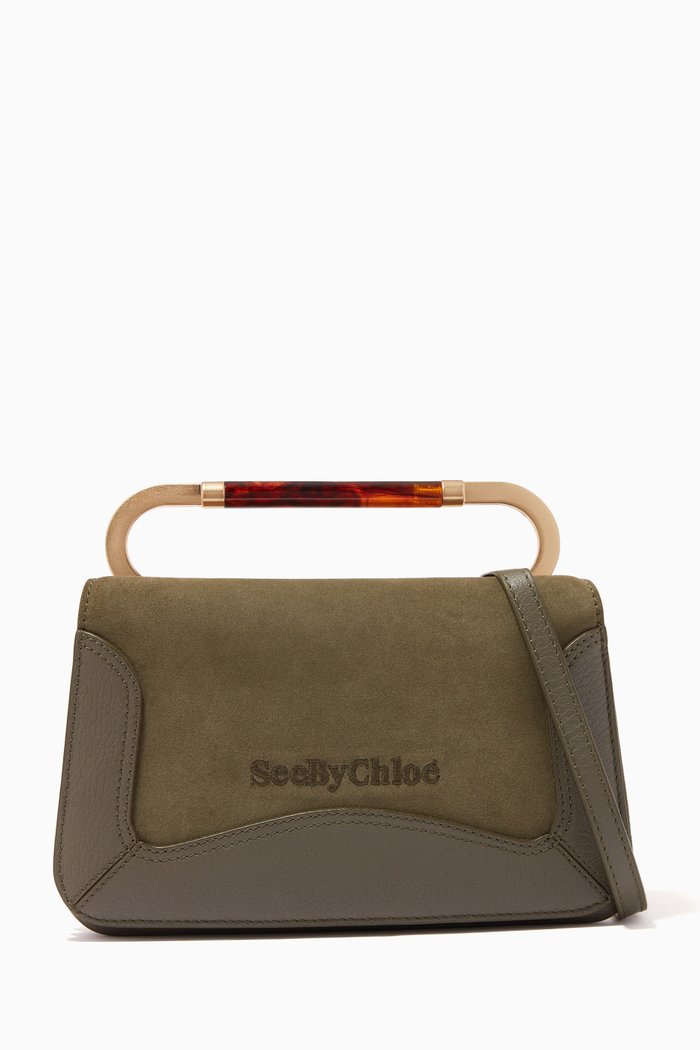 

Ella Shoulder Bag in Suede Cowhide & Grained Cowhide, Green