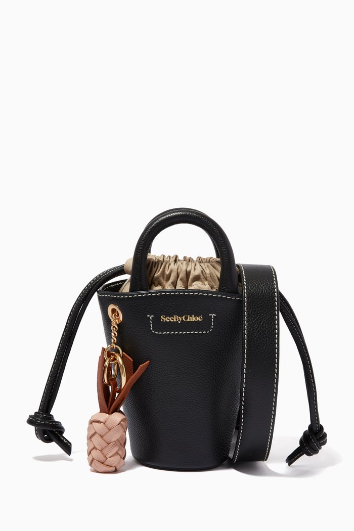 

Mini Cecilya Tote Bag in Leather, Black